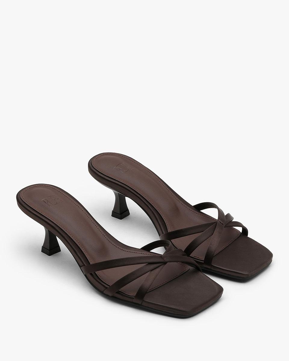 KHIO Satin Strap Mules_Brown