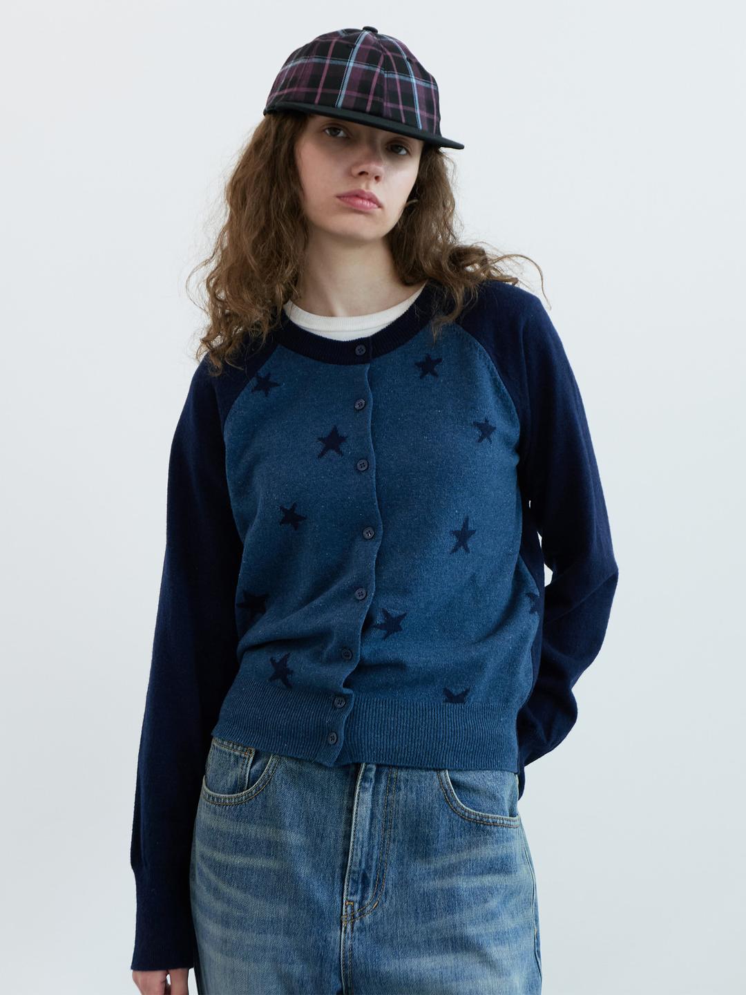스타 래글런 가디건 (Navy)