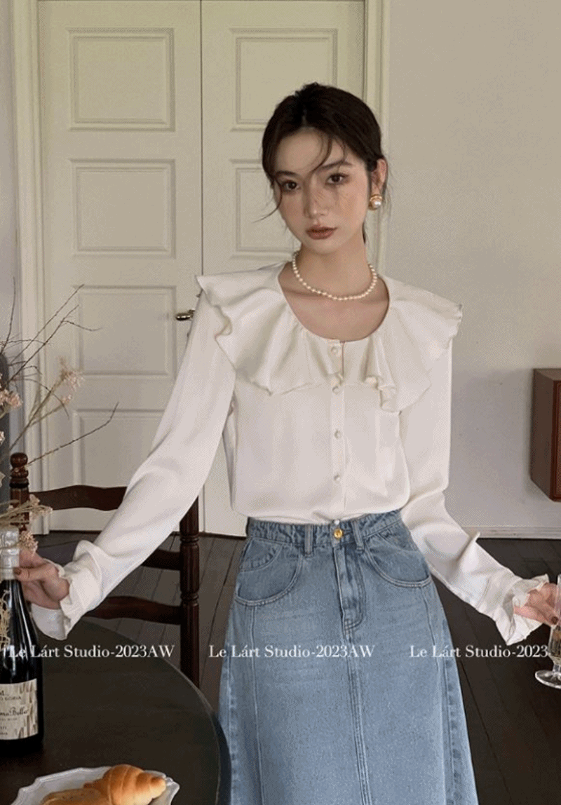 러비유 프릴 블라우스-bl(LL8173)