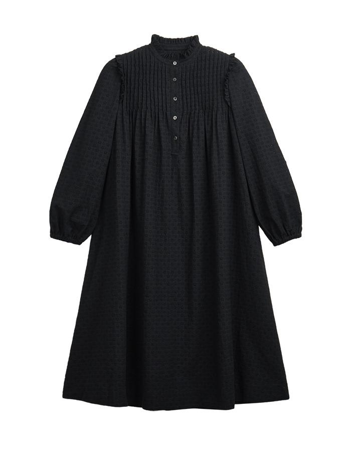 Cosmoss) FLOLAL LACE BUTTON DRESS (BLACK)