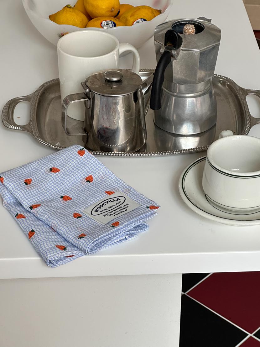 캐롯 블루 체크 키친클로스