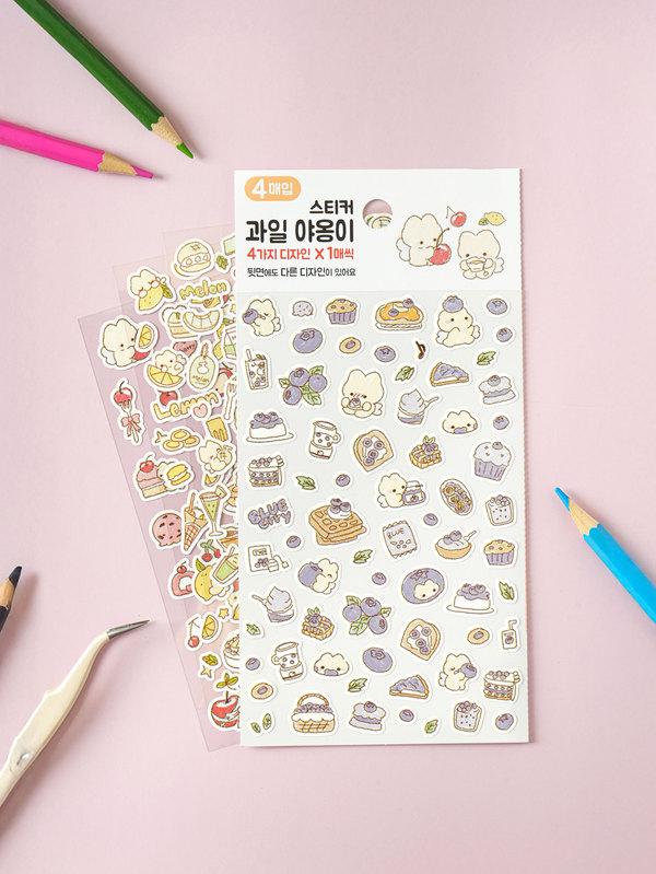 과일 야옹이 스티커 4매입