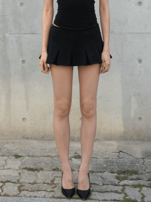 플리츠 미니 스커트 (블랙)