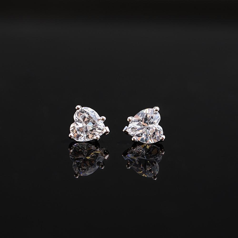 [쏘네] 전체 실버 925 클래식 하트 귀걸이, All Silver 925 Classic Heart Earrings