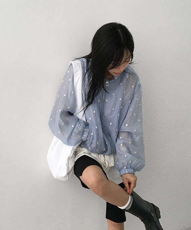 데일리쥬 키레아 시스루 도트 자켓