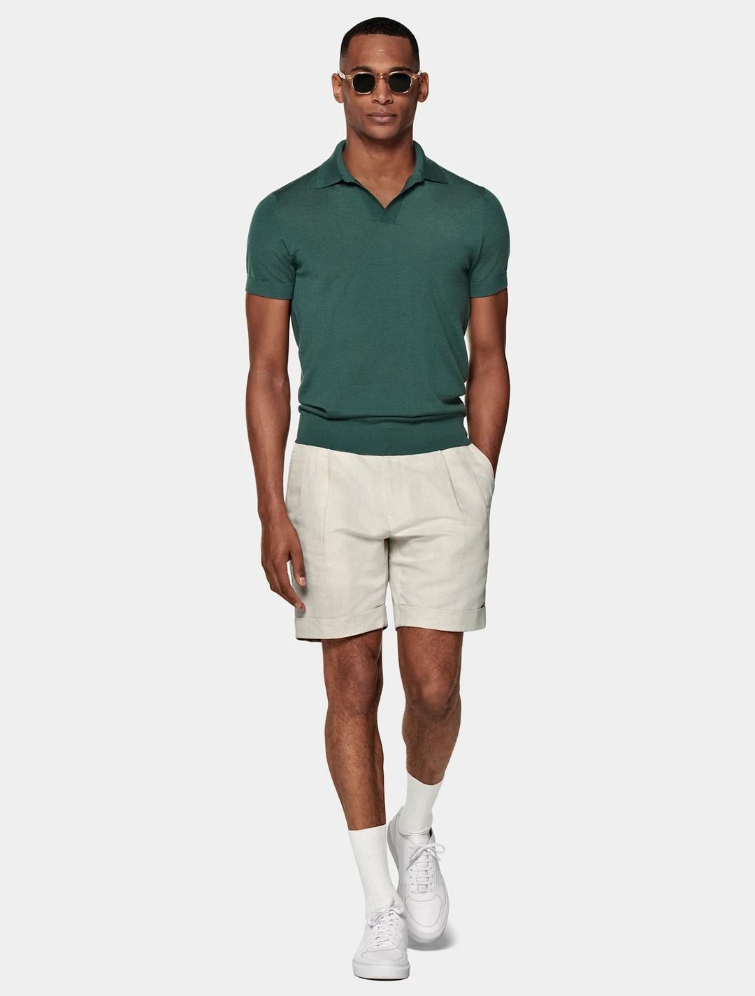 코튼 실크 폴로 반팔 니트 - Green