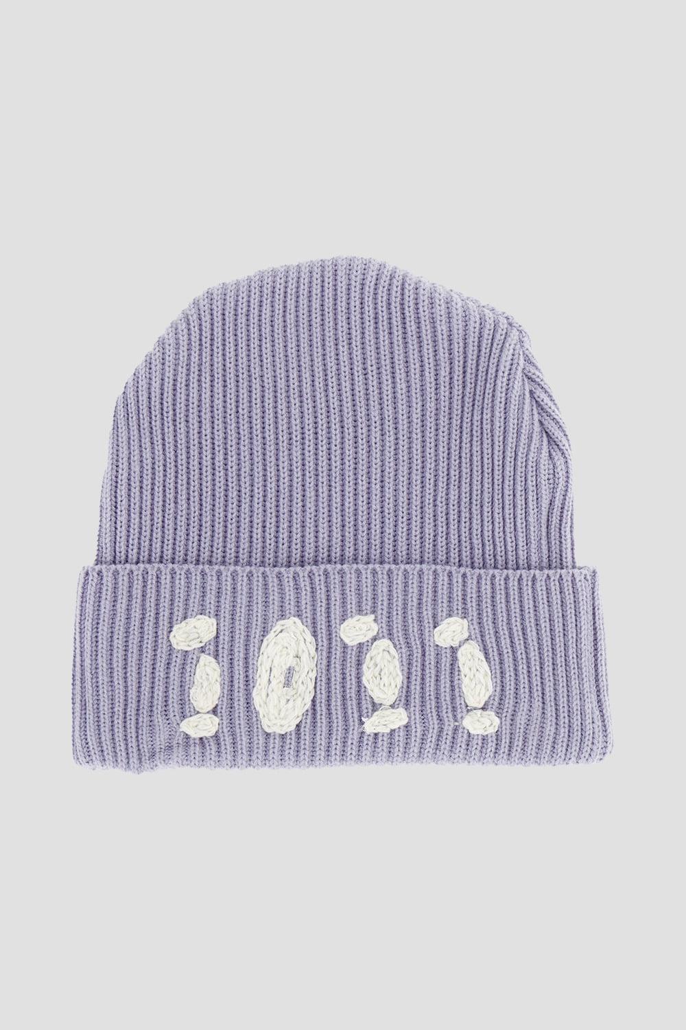 1011 Needle-Point Beanie - Purple/Ivory