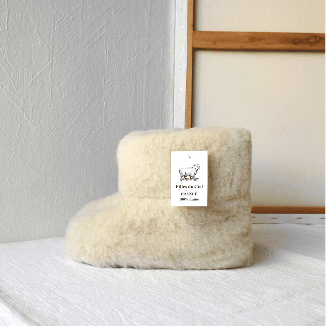 [Filles du Ciel] 프렌치 양털 실내화 - 부츠형 / 아이보리