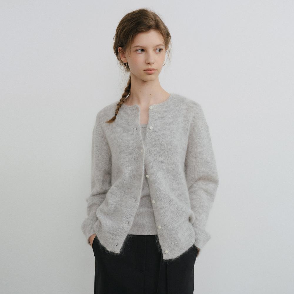Kid-mohair round cardigan_4colors
