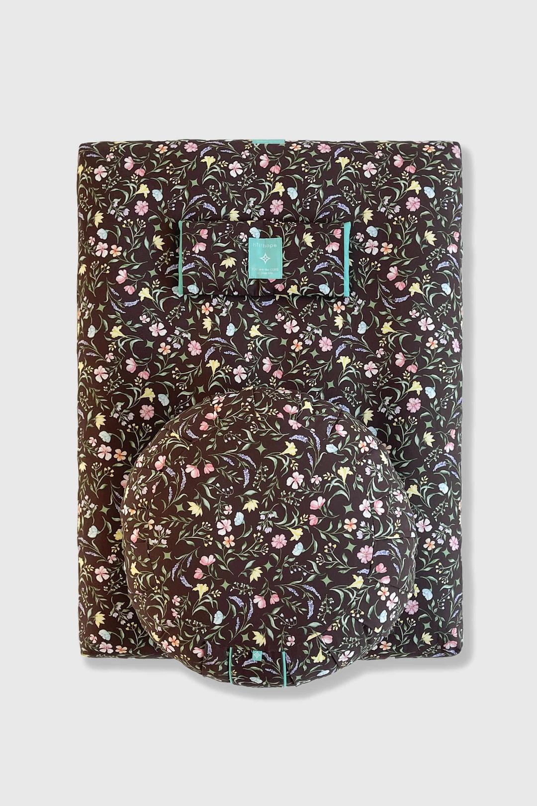 명상 세트_시그니처플라워_브라운 (자부톤+자푸+아이필로우)