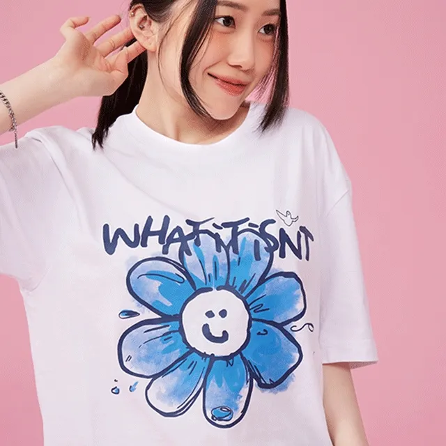 [💗단독 최저가] 빅 플로리 그래픽 반팔 티셔츠 화이트