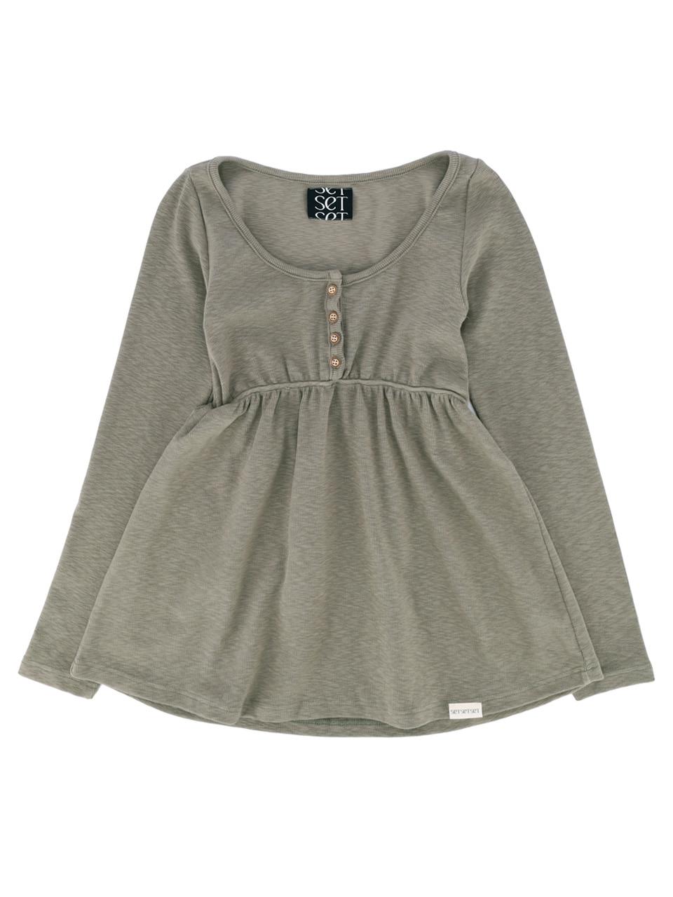 DRESS-LIKE FLARED T-SHIRT (KHAKI)