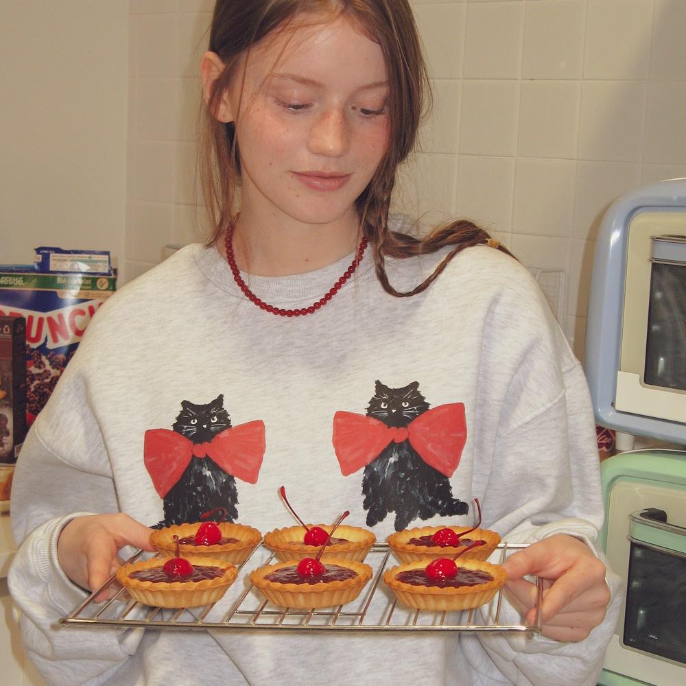 RIBBON CATS SWEATSHIRTS WHITE MELANGE