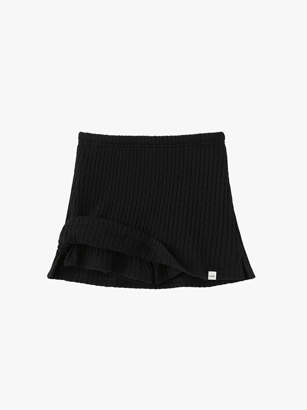 [12/19 예약출고] Cable Knit Mini Skirt Shorts - Black
