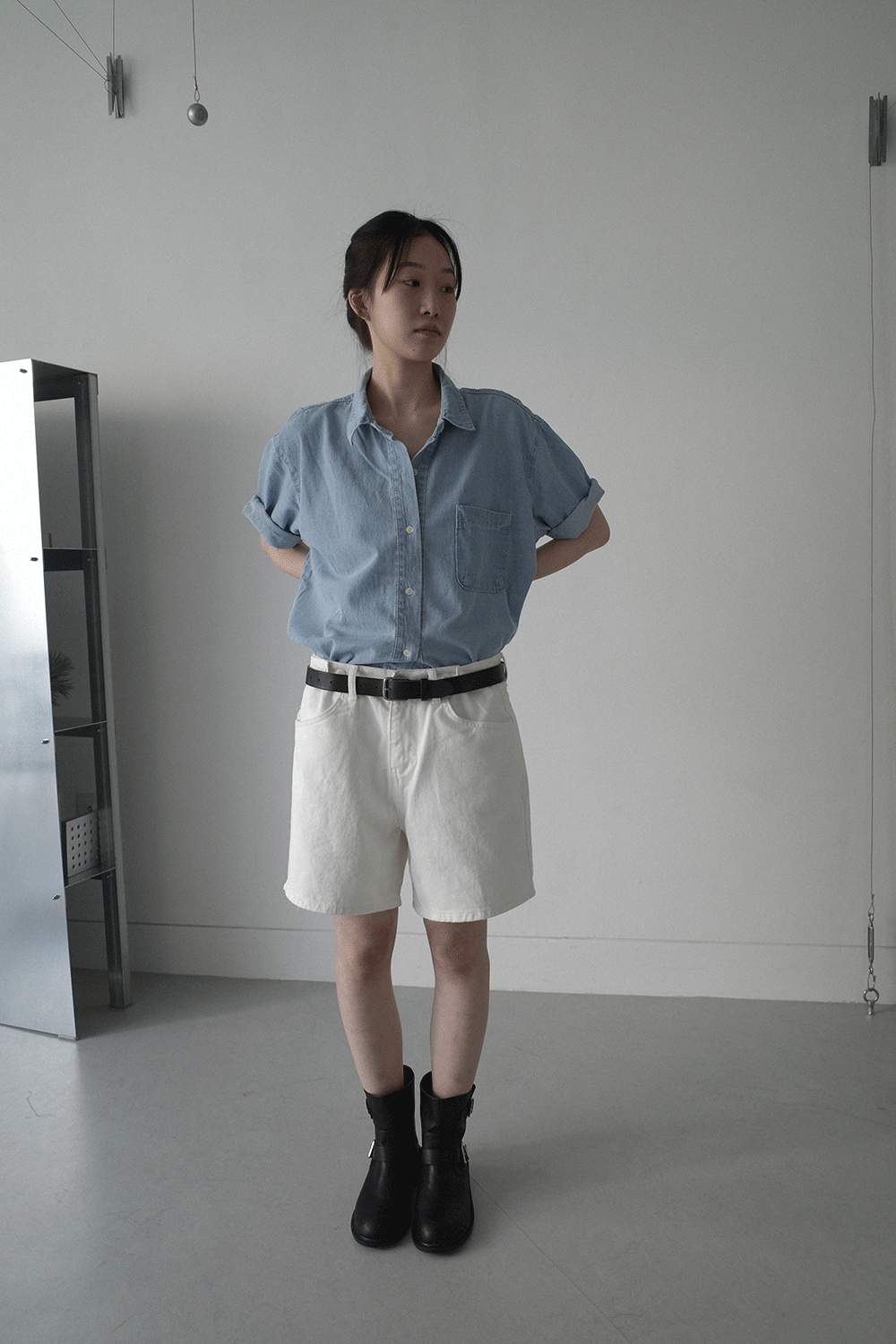 [BASIL IN BOTTLE] DENIM ROLL UP SLEEVE SHIRT (2COLORS) * 7-10일 소요