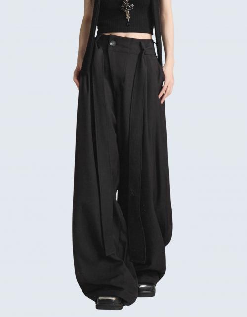 Side Zip-Up Strap Pants