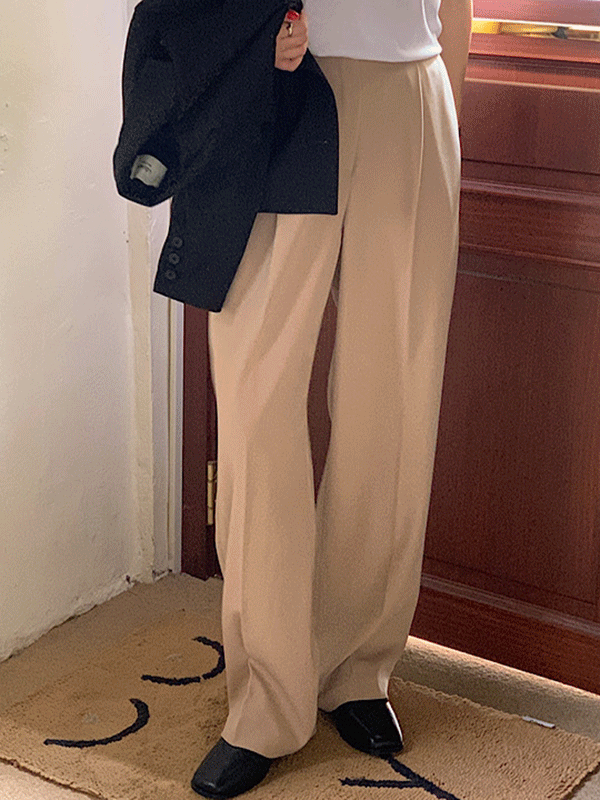 (7color)에드 파스텔 가을 하이웨스트 와이드 핀턱 롱 슬랙스