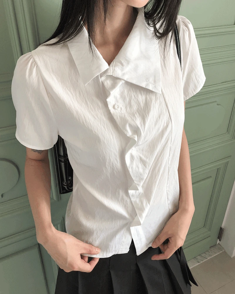 [빈티지룩🎀] 케셜 셔링 카라 반팔 셔츠