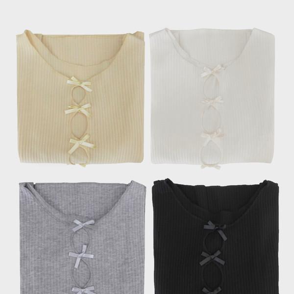 ribbon long sleeve T-shirt