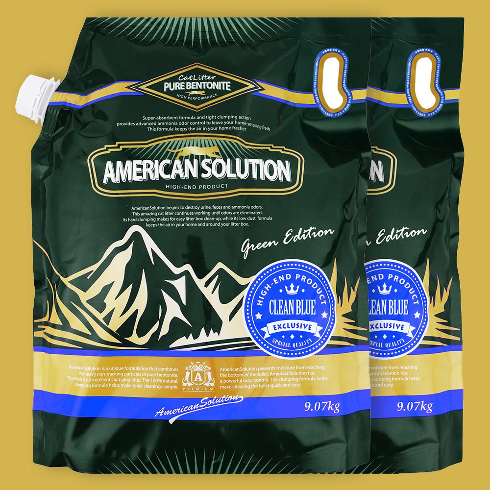 1+1 아메리칸솔루션 아메솔 클린블루 고양이모래 9.07kg (총 2팩)