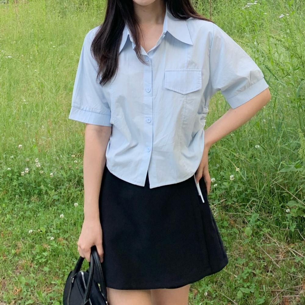 반팔퍼프블라우스 반팔셔링블라우스