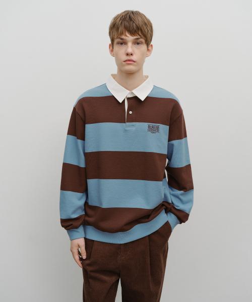 CLASSIC LOGO STRIPE RUGBY SWEATSHIRT blue