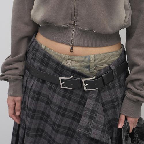 DOUBLE BUCKLE LEATHER BELT