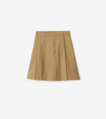 플리츠 코튼 블렌드 스커트 (샌드) | 공식 Burberry®