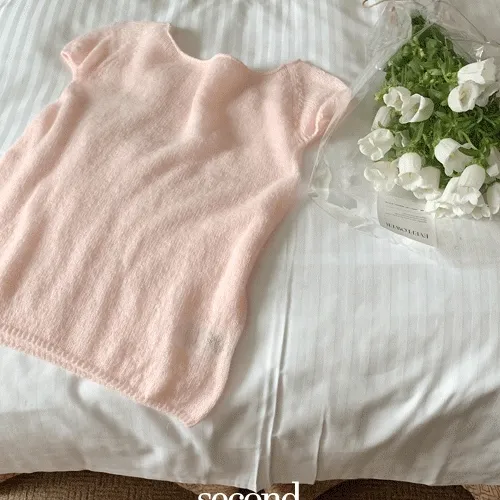 [여리한소재/파스텔색감💗] 피스 캡소매 모헤어울 시스루 레이어드 파스텔 반팔 여름니트 (2color) 여행룩/페스티벌/축제/여름옷/여름코디/여름신상