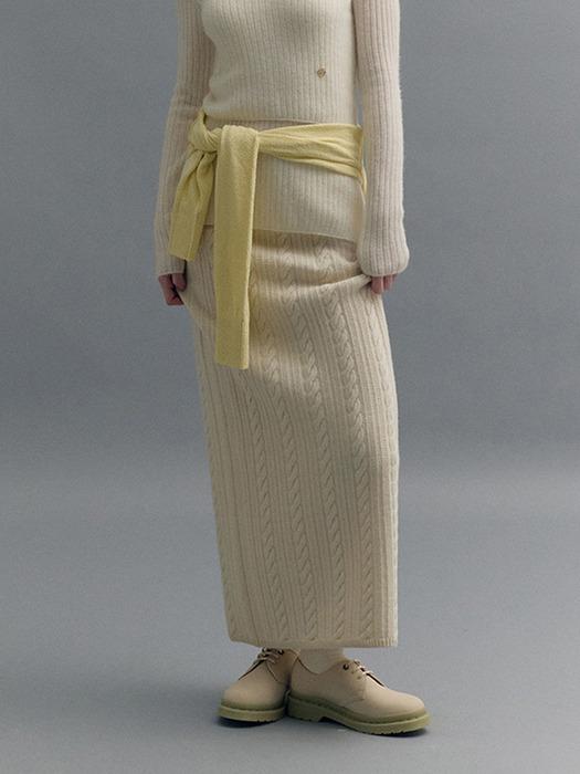 CABLE MAXI KNIT SKIRT (sand ivory)