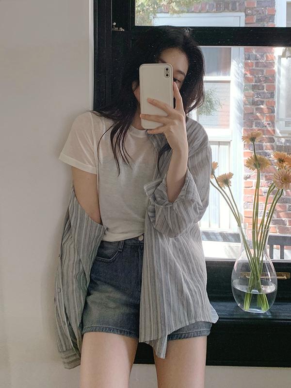 슬로우앤드 [재입고+무료배송] made. 내츄럴톤 스트라이프 썸머셔츠 - 2 color (오늘드림🚚)