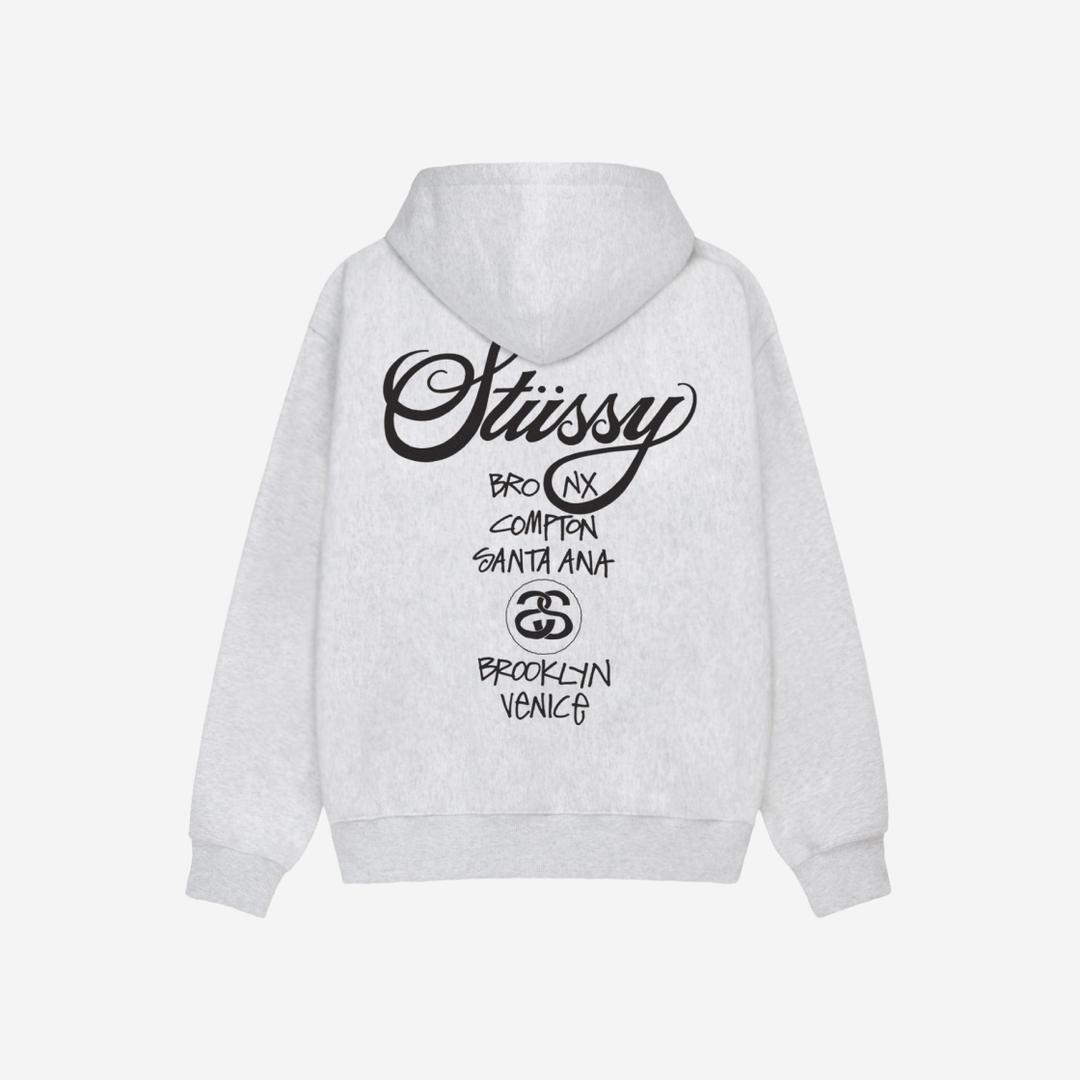 Stussy World Tour Hoodie Ash Heather 2024