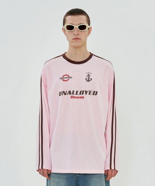 어널로이드(UNALLOYED) 로고 풋볼 롱슬리브 티셔츠 / 핑크 - 사이즈 & 후기 | 무신사
