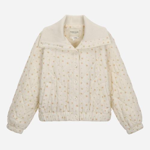 잔꽃 퀼팅 하이넥 점퍼_T258MJP933W