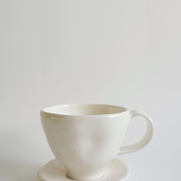 Wave tea cup set - texture white