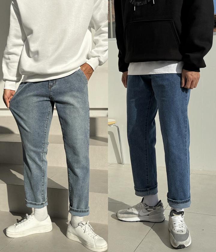 [오늘도착][S~3XL]테너 남자 테이퍼드핏 스판 데님 청바지 블랙진