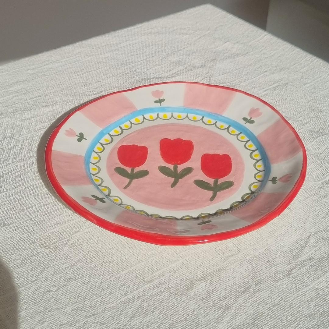 레드튤립 빵접시