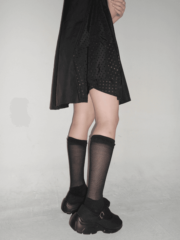 mesh frill kneesocks (3color)