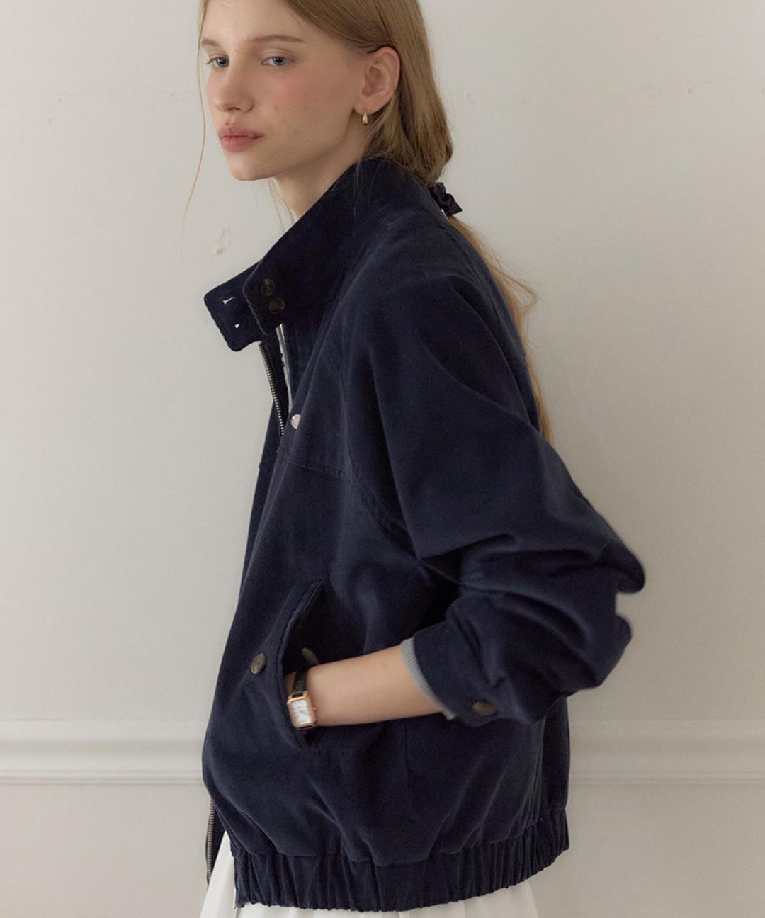 아워호프 [9/30 예약배송] Corduroy Button Point Blouson Jacket - Navy