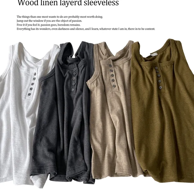 24컬러추가🖤(1+1할인/당일/빈티지룩🎵) 우드 린넨 레이어드 나시