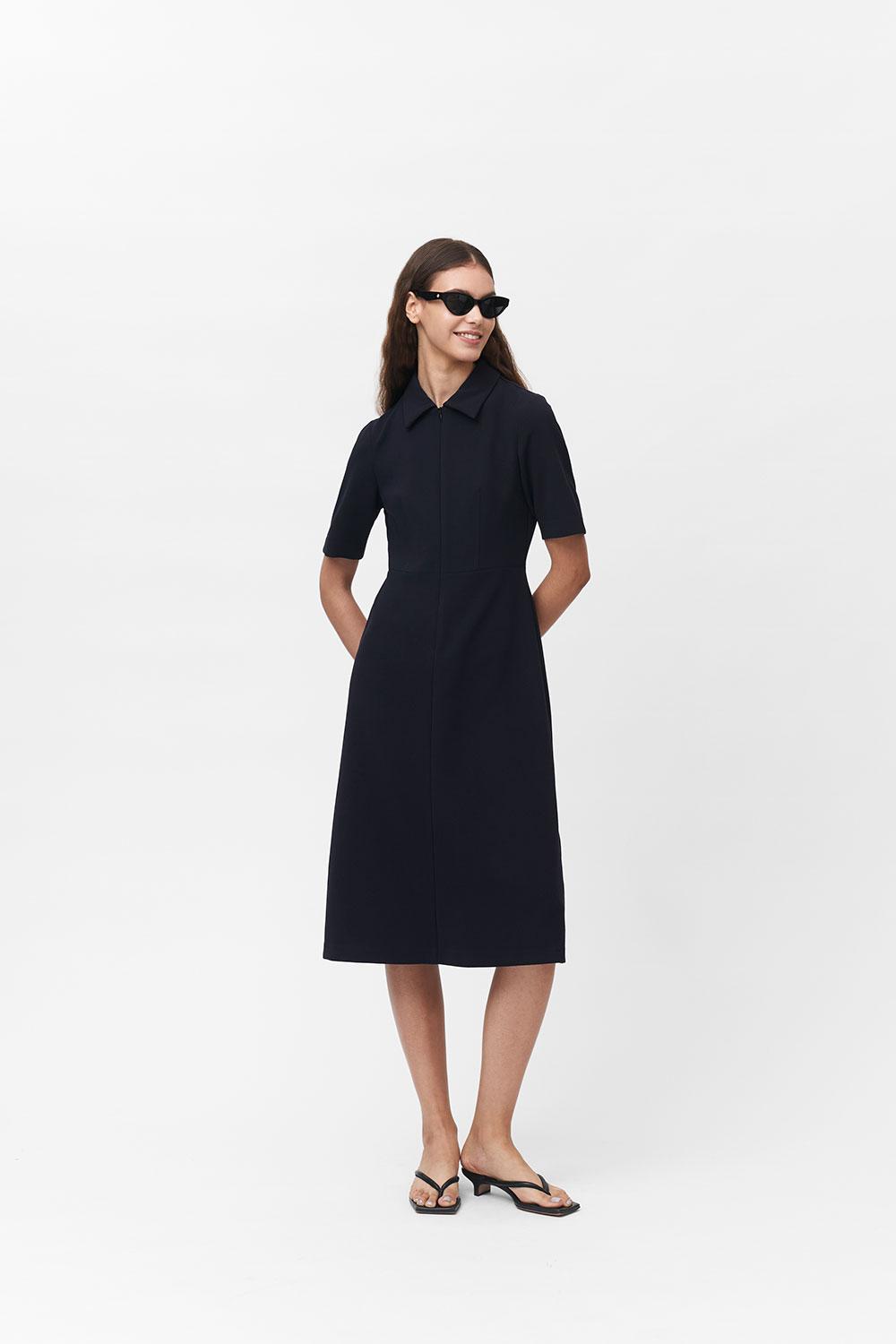 NAVY NITA TIDY COLLAR DRESS