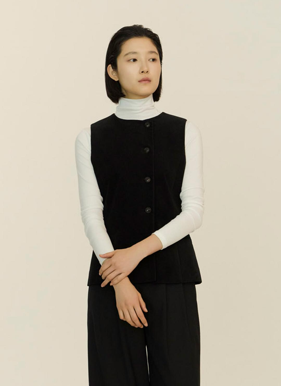 [7차 리오더] velour layer vest_bk