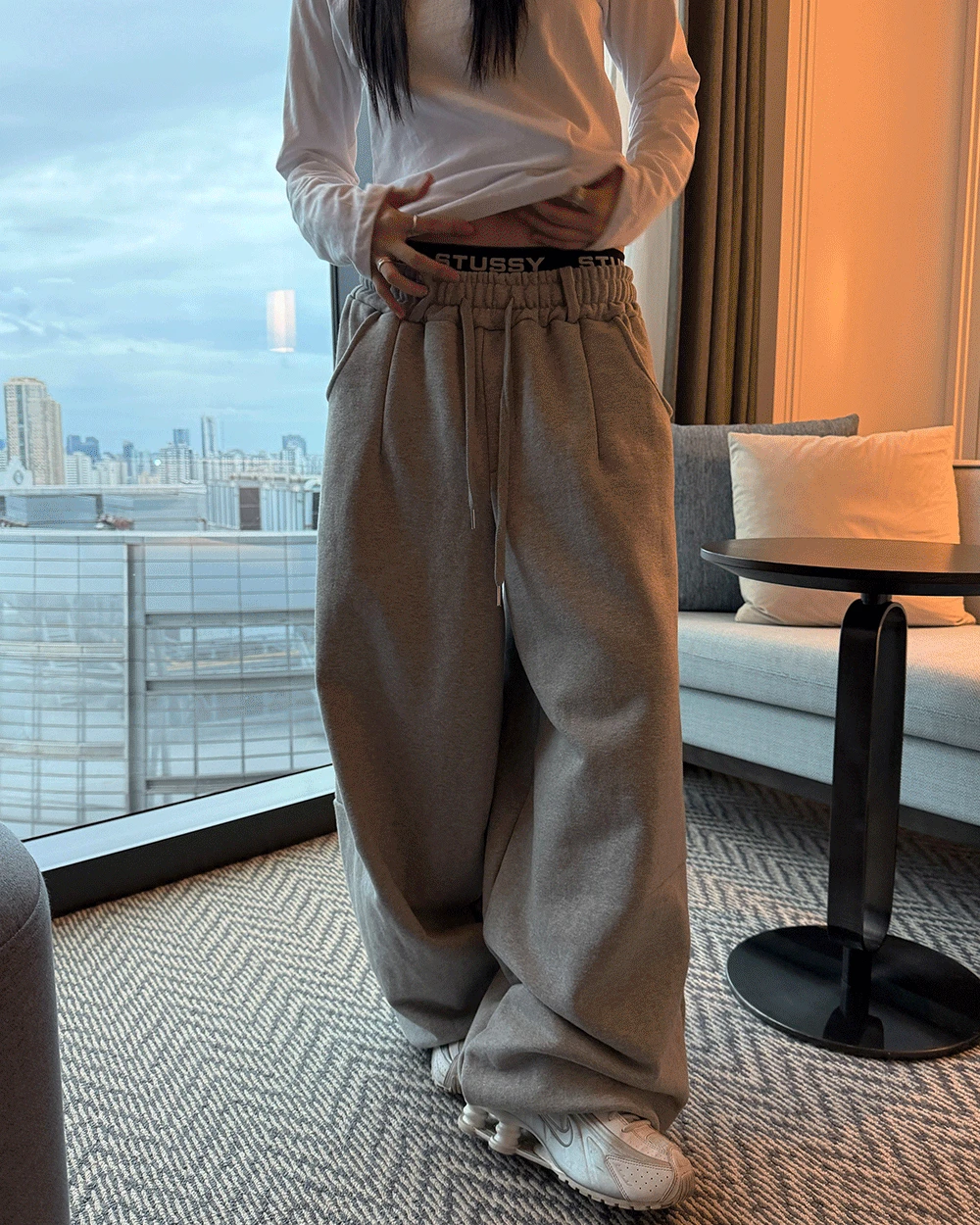 [unisex] 다트 벌룬 와이드 트레이닝 팬츠