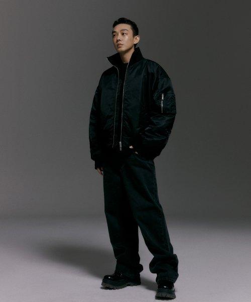 와이드 데님 팬츠 [워시드 블랙]