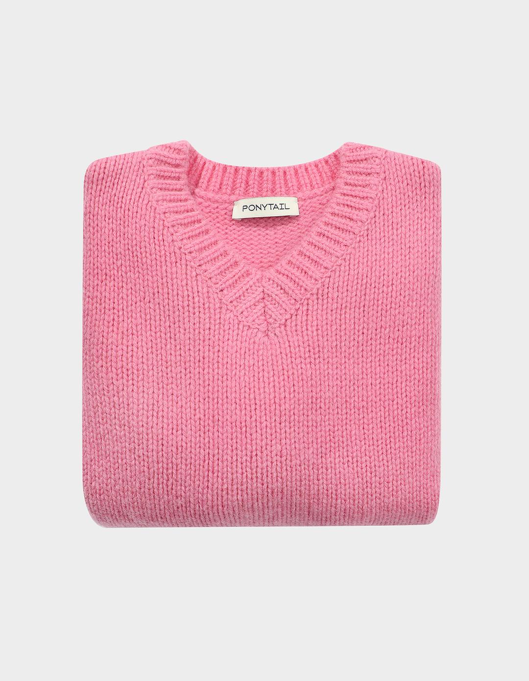 [-20%] Annie V-Neck Sweater (Blush Pink)