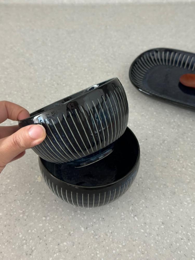 navy line bowl  [요거트 볼, 공기, 작은 국그릇]