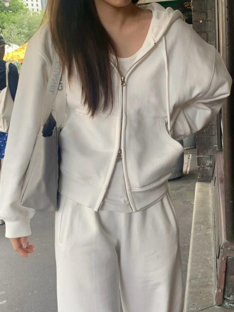 회 당일 / BR 니코 후드 집업 코튼 긴팔 맨투맨 팬츠 세트가능 (3col)