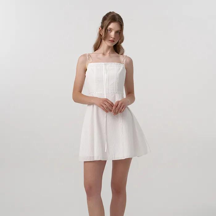 Lace-Edged Sleeveless Mini Dress