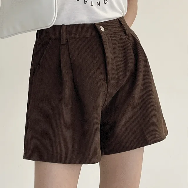 하데 밴딩 코듀로이 하프 팬츠