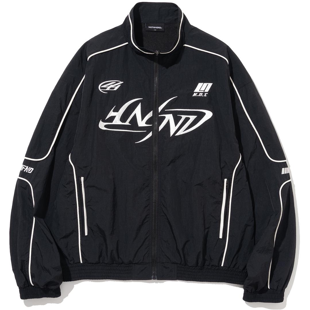 [6월 23일 예약배송]Tribal Logo Nylon Racing Jacket - Black